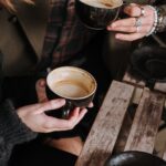 Couple drinking coffee together