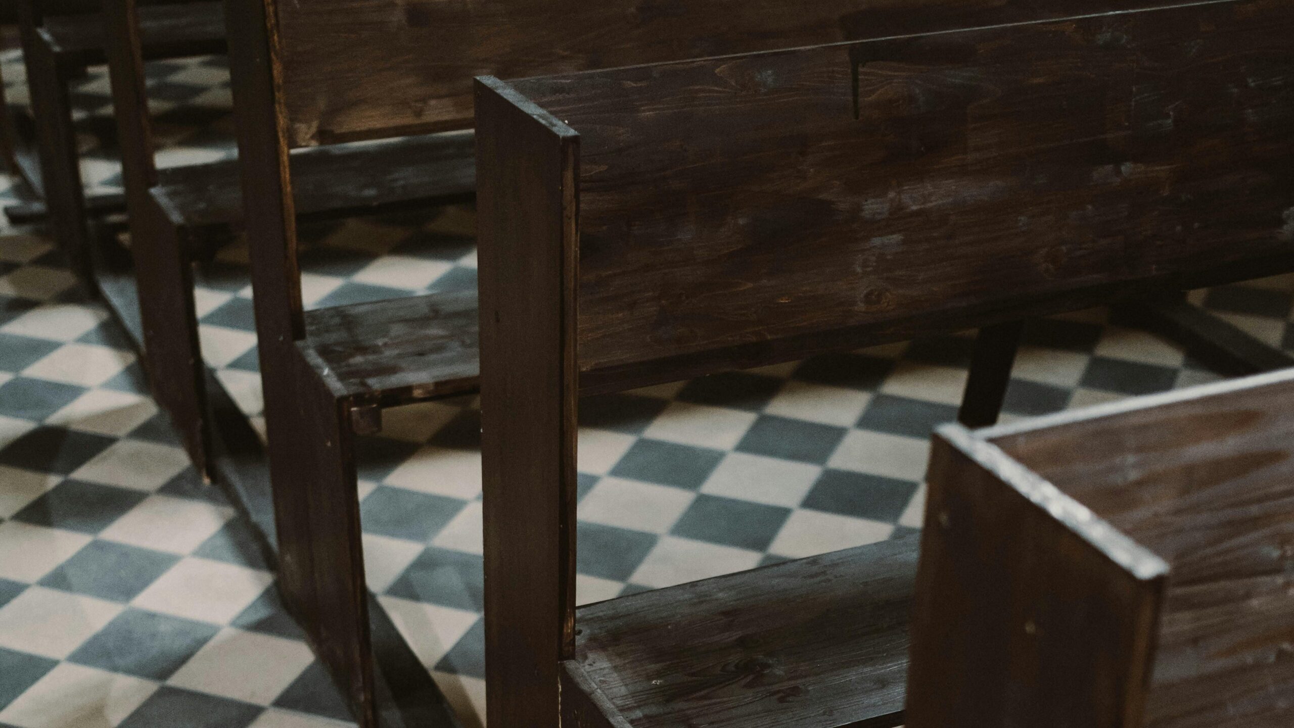 Wooden church pews