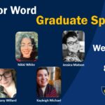 Word for Word Graduate Spotlight, Wednesday, June 11, 2025, with photos of the five readers: Ashleigh Worley, Nikki White, Jessica Matson, Bethany Willard, and Kayleigh Michael
