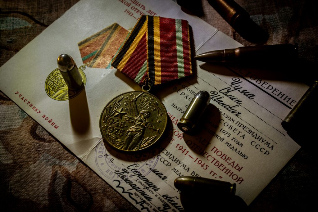War medal with bullets