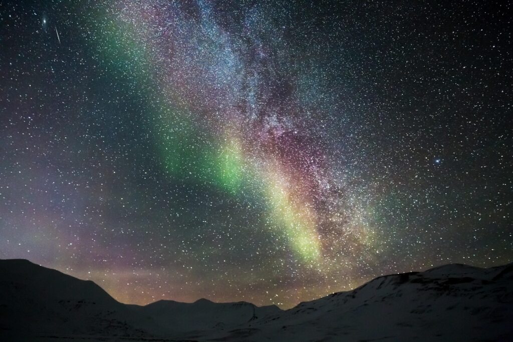 Aurora Borealis against a starry backdrop